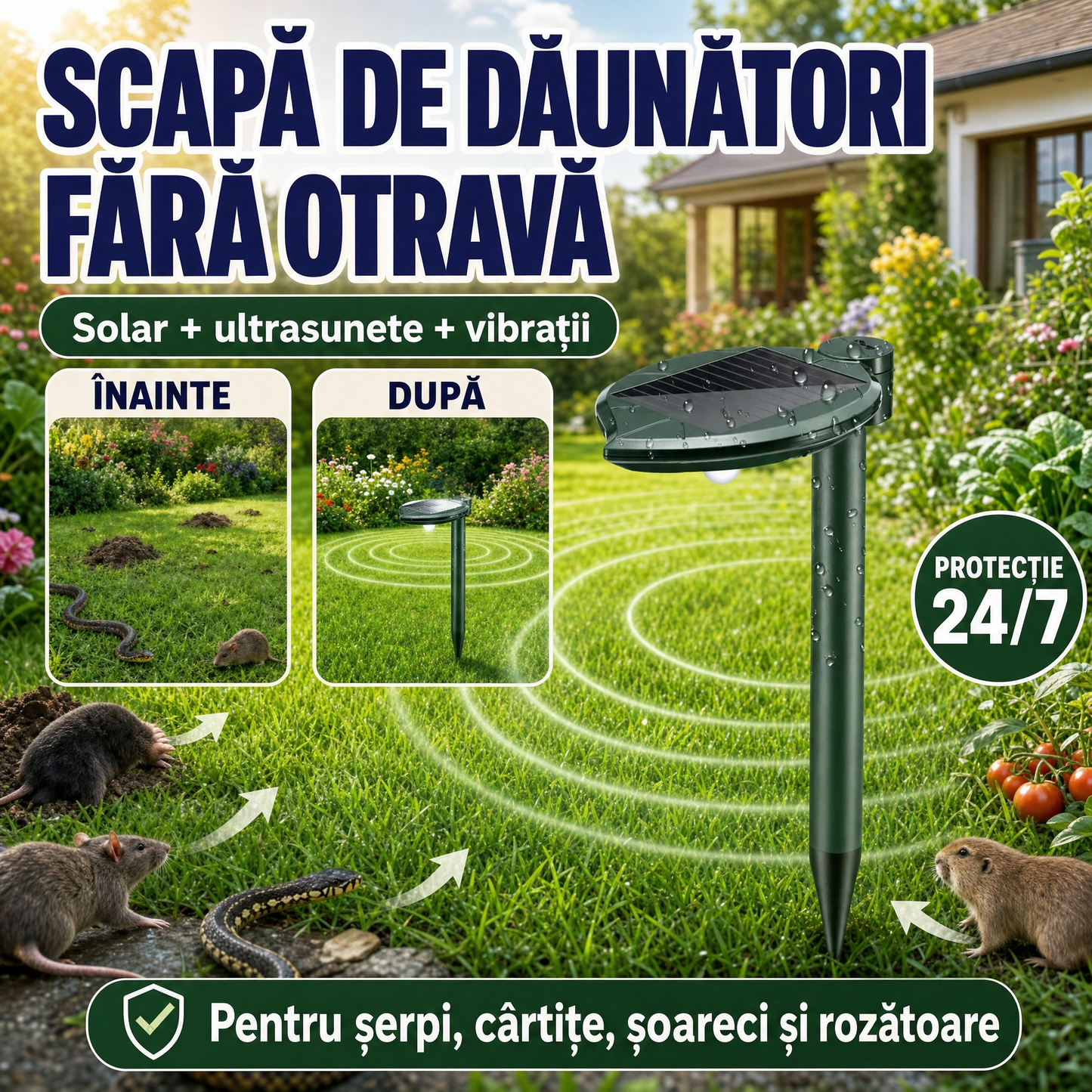 Lampa Solara cu Ultrasunete Anti-Daunatori